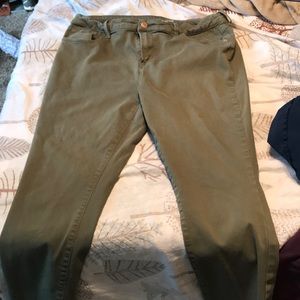 Womens Army Green Skinny Jeans